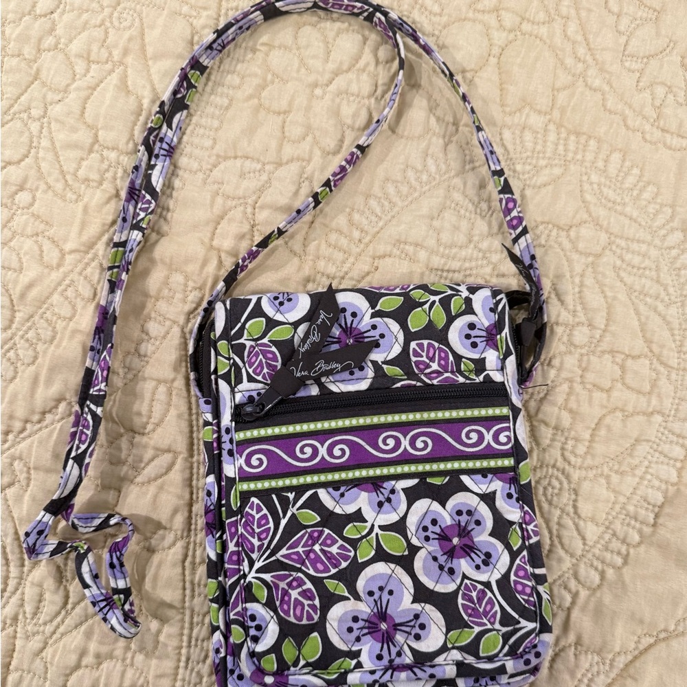 Vera Bradley Lavender and Green Floral Crossbody Bag